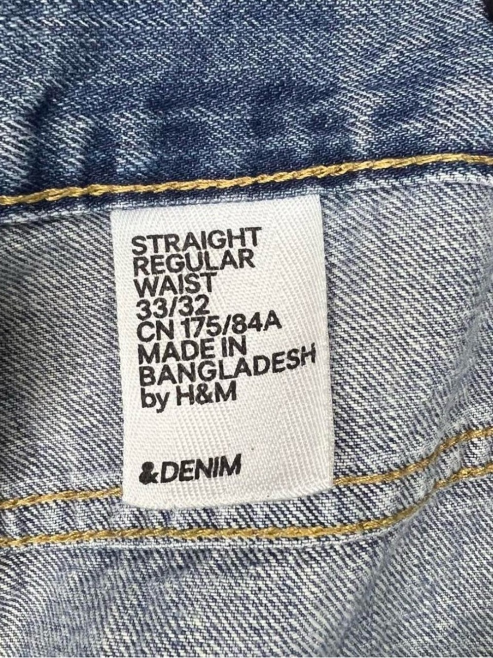 H&M Men's Distressed Washed Blue Straight Jeans - 4 Button Fly - Picture 5 of 5